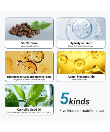 Hicream Eye Cream with 5% Caffeine Hyaluronic Acid, Eye Serum with 360 Roller Massage Ball for Puffy, Fine Lines, Dark Circles and Wrinkles, Under eye Treatment Serum for Women & Men - Buy Online on GoSupps.com