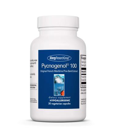 Allergy Research Group - Pycnogenol 100 - Pine Bark - Heart, Brain, Circulation - 30 Vegetarian Capsules