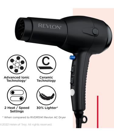 Revlon RV544FBLK Advanced Ionic Technology Hair Dryer with Diffuser Powerful Ionic Hair Dryer with Concentrator Quick Dry Lightweight 2 Heat/ Speed Settings Less Frizz Shiny and Smooth Hair Black Black Hair Dryer - Buy Online on GoSupps.com