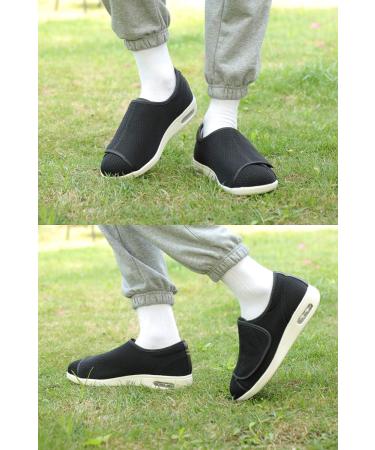 Women's Wide Width Diabetic Walking Shoes - Adjustable Comfort for Plantar Fasciitis, Bunions, Arthritis - 10.5 Wide Black - Buy Online on GoSupps.com