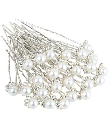H&S pearl bridal jewelry for the hair - 40 pieces in silver - flower -shaped hairpins for the wedding or as a hair accessories for dirndl - hairpins dirndl - hair clips - hair beads bride - Buy Online on GoSupps.com