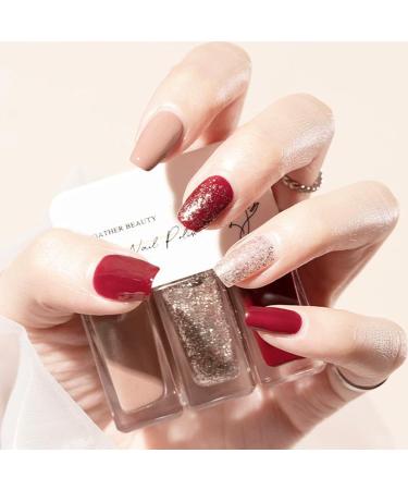 Red Nail Polish Red Nude Gold Sparkles Nail Polish 3-in-1 Set Fast Drying and Long Lasting Red Nail Varnish Glitter Sparkles Gel Nail Polish Gift Set - Buy Online on GoSupps.com