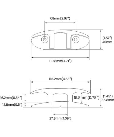 YUSOVE 4-1/2 Flip-up Dock Cleat - Marine Grade 316 Stainless Steel - Set of 4 Cleats with Back Plate and Fastener Pack - Buy Online on GoSupps.com