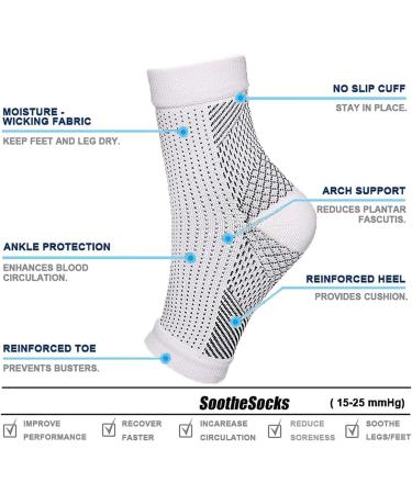 3 Pairs Dr. Sock Soothers Neuropathy Socks - Heelium Pain Relief - Compression Foot Sleeve Support (L/XL Black) - Buy Online on GoSupps.com
