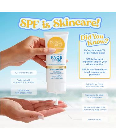 Bondi Sands Fragrance Free Daily Face Sunscreen SPF 50 | Hydrating UVA/UVB Protection, Non-Greasy & Water Resistant | 2.53 Oz/75 mL - Buy Online on GoSupps.com