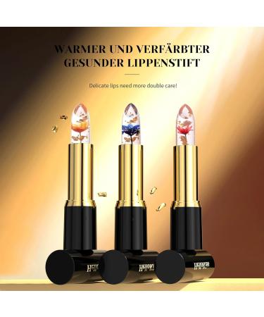 Colour Changing Lip Balm Crystal Clear Waterproof Lip Gloss Clear Flower Jelly Lipstick Non-Fading Moisture Lip Balm Lipsticks for Women Long Lasting (Red) - Buy Online on GoSupps.com
