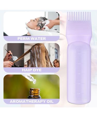 2-Piece Hair Oil Applicator Bottle Set - 170ml Plastic Root Comb with Gradual Scale for Hair Care - Violet Purple - Buy Online on GoSupps.com