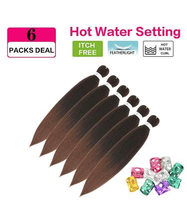 Xusuperb 36 Pre-Stretched Browning Ombre Braiding Hair Extensions - Soft Yaki Texture Kanekalon (T1B/30#) - 6 Packs for Easy Styling - Buy Online on GoSupps.com