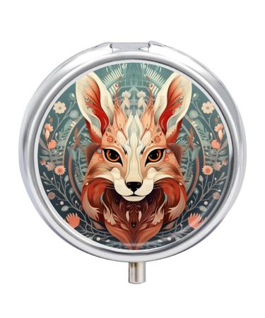 Small Travel Pill Case Round Metal Pill Box for Pocket Purse 3 Compartment Portable Pill Holder Mini Pill Organizer for Travel or Daily - Rabbit Rabbit 1