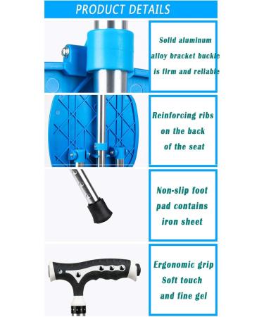 Walking Stick with Seat Folding Can Withstand 300 pounds of Travel Crutches with LED Lights Adjustable Height Suitable for The Elderly and Young People HGCHH Smooth Sailing - Buy Online on GoSupps.com