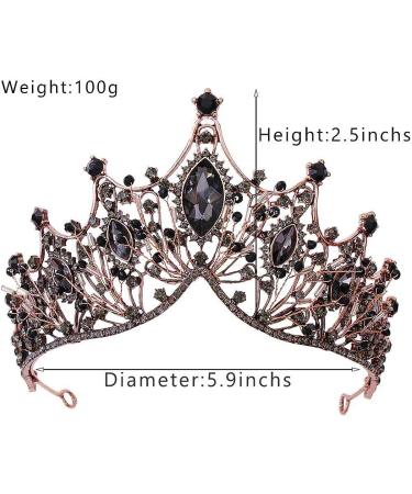 Aceorna Baroque Queen Crystal Wedding Crown - Black Rhinestone Tiara for Women - Buy Online on GoSupps.com