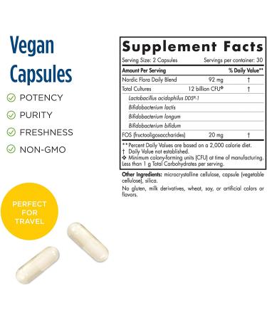 Nordic Naturals Nordic Flora Probiotic - 12 Billion CFU, 60 Capsules - Digestive Health - Buy Online on GoSupps.com