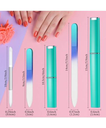 6 Piece Green Glass Cuticle Pusher and File Set with Case - Double Sided Glass Files and Cuticle Trimmer for Manicure Nail Care - Buy Online on GoSupps.com