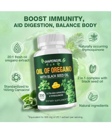 Oil of Oregano with Black Seed Oil - Organic Oregano Oil Supplement, 400 Softgels High Potency Carvacrol & Thymoquinone, Non-GMO, Immune Support, Digestive Respiratory Health 200 Count (Pack of 2) - Buy Online on GoSupps.com