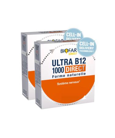 BIOFAR – ULTRA B12 1000 - Food Supplement – ??Nervous System & Intellectual Fatigue – Vitamin B12 – Fruity Taste – No Sugars or Coloring – Pack of 2 – 2x14 Orodispersible Sticks (No Water)