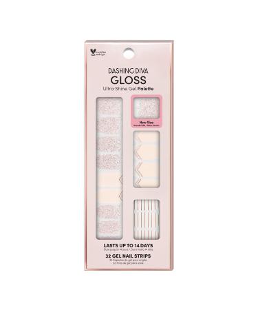 Dashing Diva Gloss Nail Strips - in The Blush | UV Free, Chip Resistant, Long Lasting Gel Nail Stickers | Contains 32 Nail Wraps, 1 Prep Pad, 1 Nail File