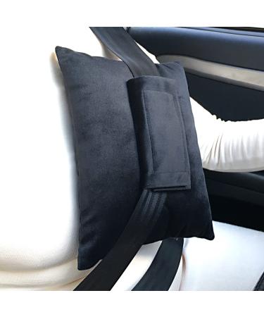 D. Cozy Mastectomy Pillow Breast Cancer Post Surgery Seatbelt Pillows Heart Surgery Pacemaker Gifts for Chemo Ports Recovery Comfort Post Op Women Men, Black, 1 Count (Pack of 1)
