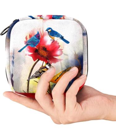 Menstrual Pad Bag with Zipper | Stylish Tampon Collection Pouch for Women & Girls | Birds & Poppies Design - Buy Online on GoSupps.com