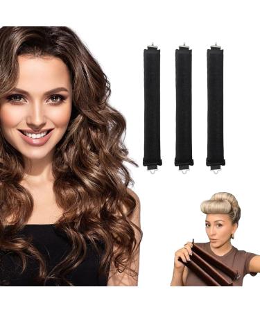 Yeria 3 pieces curls without heat curly winder overnight overnight blowout curly band curly winder for sleeping Heatless Curls Band curlers large for all hair types black