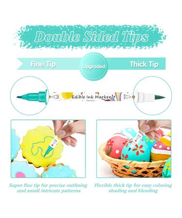 Food Coloring Marker Pens 12Pcs - Dual Sided Edible Markers for Cake Decorating & Baking - Fine & Thick Tip Gourmet Writers - 12 Count Pack - Buy Online on GoSupps.com