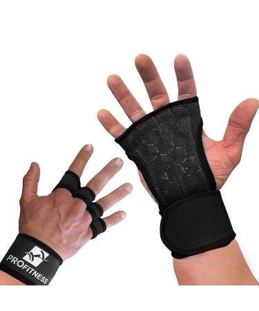 Cross Training Gloves by ProFitness | Non-Slip Palm Silicone Weight Lifting Glove to Avoid Calluses | Perfect for WODs & Weightlifting | with Wrist Wrap Support, Ideal for Both Men & Women Black Medium