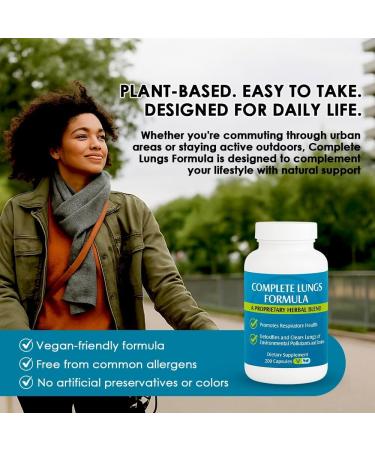 NCB NCB TECHNOLOGY Complete Lungs Formula | Herbal Promotes Healthy Lung Function & Immune Wellness | 200 Capsules | by Nu Health - Buy Online on GoSupps.com