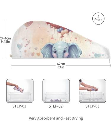 Heart Balloons Elephant Hair Towel 2 Pack - Super Absorbent Quick Dry Hair Turbans for Women & Girls | Perfect Hair Drying Solution - Buy Online on GoSupps.com