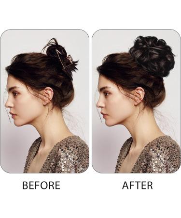 XNIVUIS 2 Pcs Messy Hair Scrunchies Scrunchy Scrunchie Messy Bun Hair Piece Hair Bun Scrunchies Hair Bun Extensions Bun Curly Wavy Hair Scrunchies Curly Wavy Hair Pieces For Women (Dark Brown) - Buy Online on GoSupps.com