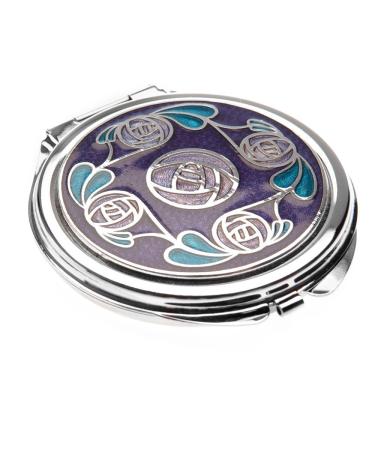 Sea Gems presented by Celtic Glass Designs Compact Mirror in Mackintosh Ring of Roses Design. (Purple)