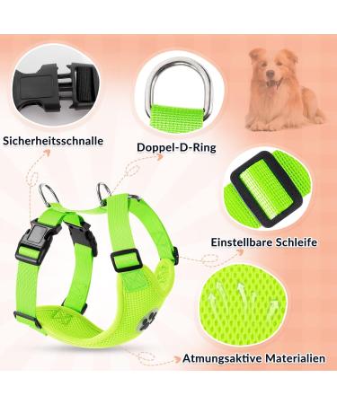 Slowton No Pull Dog Harness - Soft Padded & Breathable XS/S/M for Small Medium Dogs - Lime - Buy Online on GoSupps.com