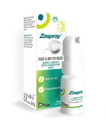 Zaspray Dry Eye Relief Spray | for Irritated Itchy and Red Eyes | Soothes and Hydrates Dry Eyes Due to Allergy | Preservative-Free Formula | Easy-Use 10ml Bottle