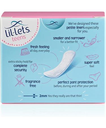 Lil-Lets Teens Liners x 16 - Petite & Slim Pantyliners for Girls & Teenagers | Unscented | Very Light Flow | Breathable & Vegan Friendly - Buy Online on GoSupps.com