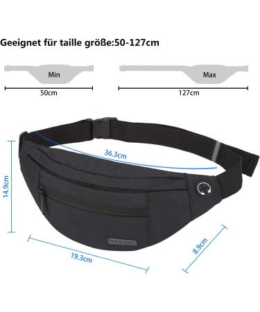 Maxtop Hip Pocket for Men & Women - Unisex Adjustable Belt with Headphone Connection & 4 Zipper Pockets - Perfect for Hiking & Training - Black L - Buy Online on GoSupps.com