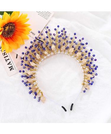 IYOU Halo Wedding Headband Crystal Blue Hair Bands Crown Beads Party Bridal Hair Accessories for Women - Buy Online on GoSupps.com