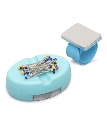 Magnetic Pin Cushion with Bonus Wristband Pin Holder, with Pin Drawer to Keep The Pins Safe & Silicone Band Bracelet for Arm