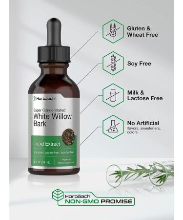 White Willow Bark Extract 2 fl oz - Alcohol Free Liquid Tincture | Super Concentrated | Vegetarian Non-GMO Gluten Free | Horbaach - Buy Online on GoSupps.com