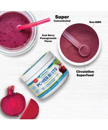 Nu-Therapy Power Beets - Super Concentrated Circulation Superfood - Acai Berry Pomegranate Flavor - Non-GMO Beet Juice Powder - 30 Servings - 5.8 oz - Buy Online on GoSupps.com