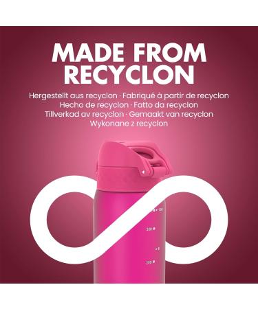 Ion8 Kids Water Bottle 350ml - Leak Proof, BPA Free, Pink, Carbon Neutral - Buy Online on GoSupps.com