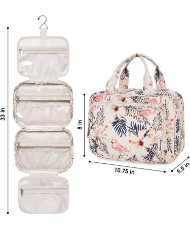 Narwey Hanging Travel Toiletry Bag for Women Wash Bag Cosmetics Makeup Bag Organizer for Travel Size Accessories A-beige Flamingo (Medium) - Buy Online on GoSupps.com