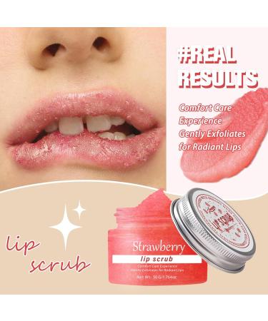 Natural Strawberry Lip Scrub | Moisturizing Exfoliator for Dry Lips | Hydrating Sugar Scrub with Essential Oils | 1.76 Oz - Buy Online on GoSupps.com