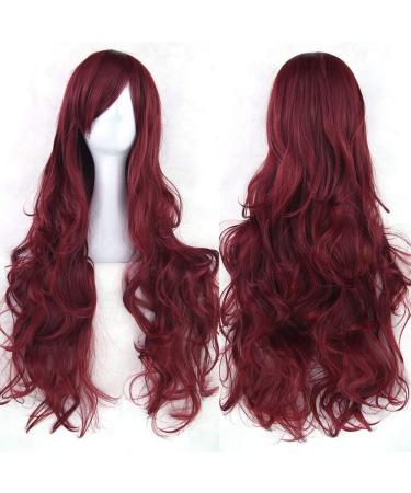 LFMDJF 20 Colors 80cm Long Curly Women's Green Black Hair Wig Hairpiece Synthetic Hair Party Hair Accessories WIGS 32inches T1B/4/30 TM/613