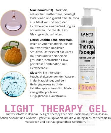  Lantz Copenhagen Hydrated Gold Glow Boost Light Therapy Gel with Niacinamide Glycerin and Citrus Extract Hydrates brightens and protects skin 200 ml - Buy Online on GoSupps.com