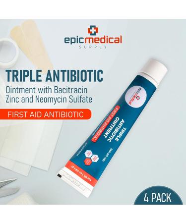 Triple Antibiotic Ointment 1 oz Tube 4 Pack - Bacitracin & Neomycin for Wounds Burns & Cuts - Fast Healing First Aid Cream - Buy Online on GoSupps.com