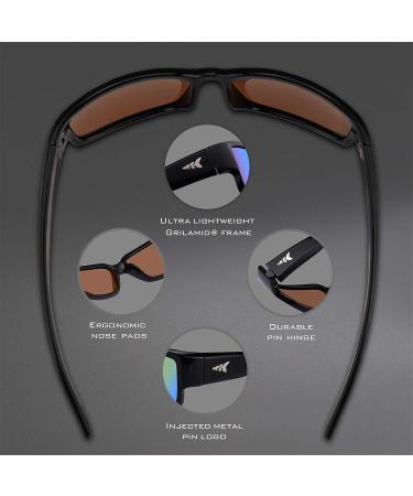 KastKing Skidaway Polarized Sport Sunglasses | Ideal for Driving, Fishing, Cycling, Running | UV Protection | Gloss Black Frame, Brown Base - Chartreuse Mirror Lens | Men and Women - Buy Online on GoSupps.com