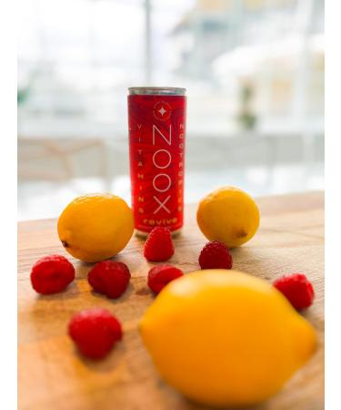 NOOX Revive Vitamin & Nootropics energy drink Raspberry & Lemonade Flavour 12 x 250ml Caffeine + L-Tyrosine Magnesium Zinc Panax Ginseng B Vitamins Vitamin C Low Calories Vegan Gluten free - Buy Online on GoSupps.com