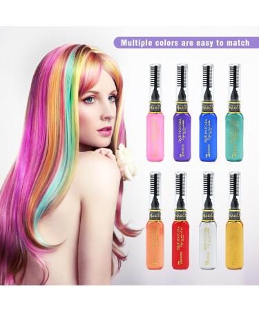 Temporary Hair Colour Hair Chalks for Girls 8 Coloured Hairspray Hair Dye Comb Temporary Hair Colour Washable for Kids Men and Woman Birthday Makeup Halloween Christmas Cosplay Party - Buy Online on GoSupps.com