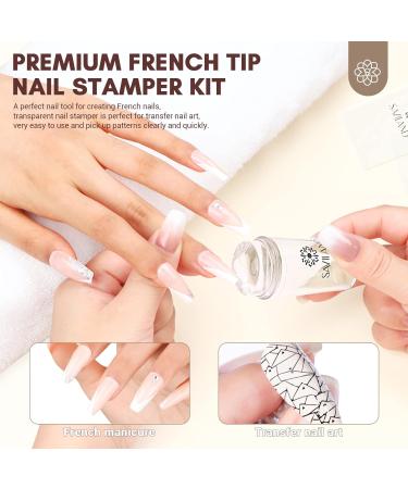 Saviland Nail Stamp Set - French Nail Art Stamper Kit with Silicone Tools for DIY Manicure - Perfect for Nail Polish & Tips - Buy Online on GoSupps.com