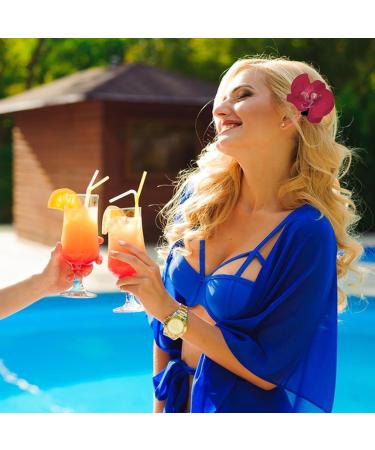 Orchid Hair Clip - Orchid Hairpin Barrette Flower Hair Pins Headwear - Hawaii Flower Hair Clip Headdress Pins Beach Seaside Holiday Women Girl Hair Accessories Red - Buy Online on GoSupps.com