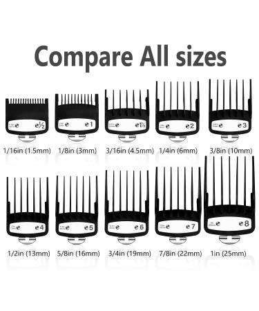 Wahl Professional Hair Clipper Guards Set - 10 Pcs Coded Cutting Guides #3170-400, 1/8 to 1 Inch - Fits All Wahl Clippers, Black - Buy Online on GoSupps.com