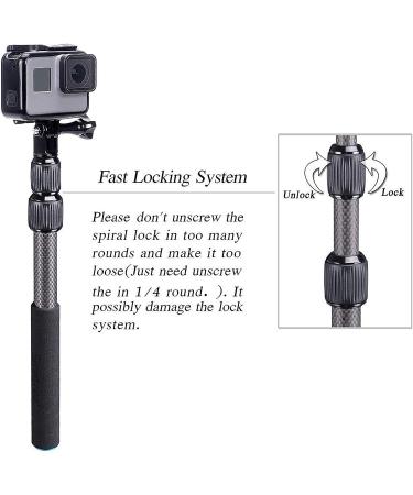 Smatree Carbon Fiber Detachable Selfie Stick for GoPro/DJI OSMO Action 2 - Extendable Floating Pole Compatible with Various GoPro Models - Buy Online on GoSupps.com